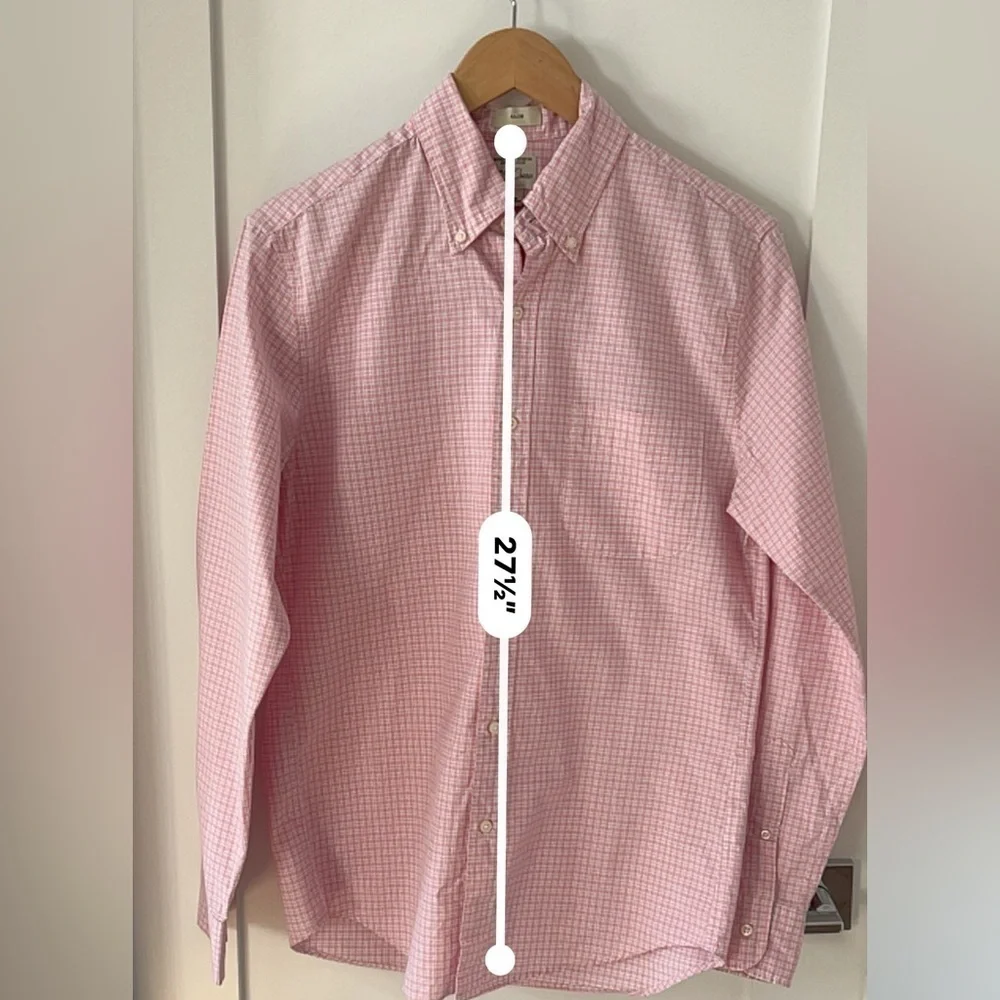 J. Crew Pink gingham pattern Wash Organic Cotton button Down Shirt Size S Y2K H